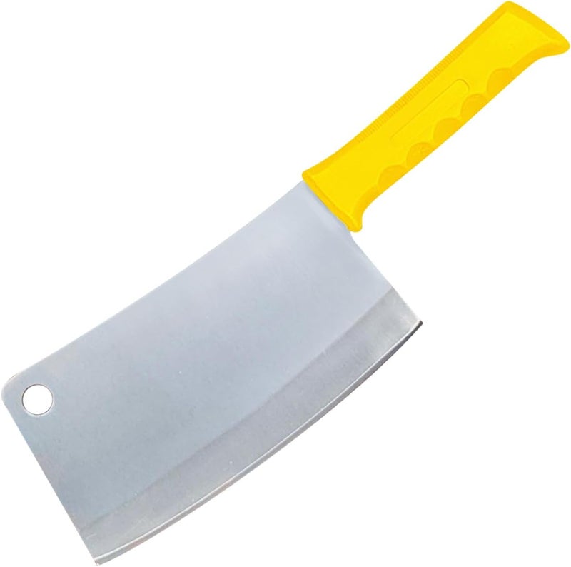 Kitchen Master 8 Inch Stainless Steel Meat Cleaver with Yellow Handle - Image 1